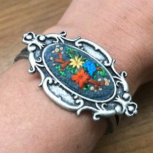 Bracelet with Hand stitched Flowers